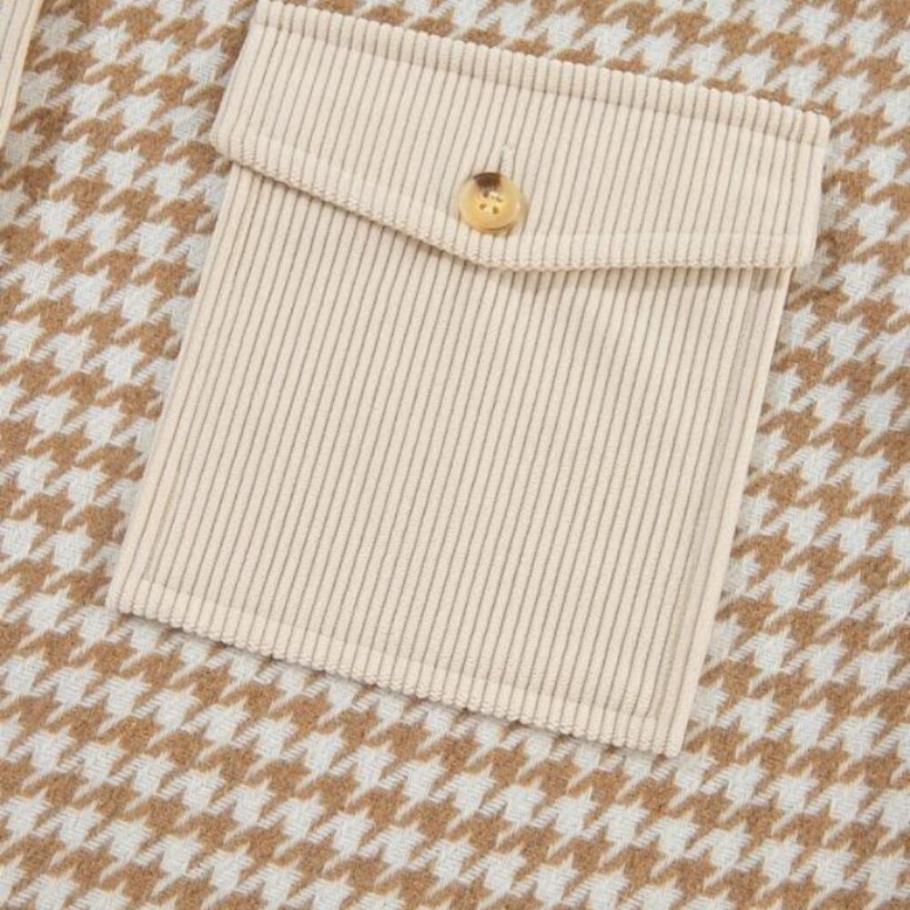 Parchment Houndstooth Corduroy Patchwork Flap Poc… - image 8